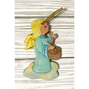 Vintage Italian Angel Drummer Drumming Buon Natale Porcelain 4"